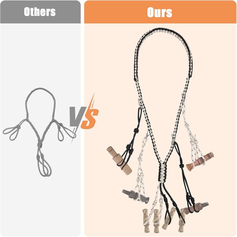 TINYAT 2 Pack Duck Hunting Accessories,Duck Strap Game Carrier 12 Drops Slip Knots,Duck Call Lanyard with 12 Adjustable Loops,Paracord Game Call Lanyard Extra Drops Goose Hanger for Outdoor Hunting Predator - Image 3